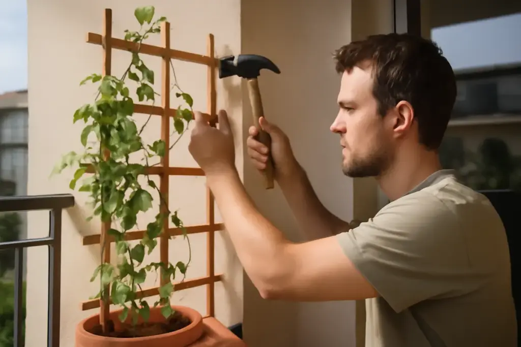 Come coltivare piante rampicanti sul balcone? Il supporto fai da te che riduce i danni da vento