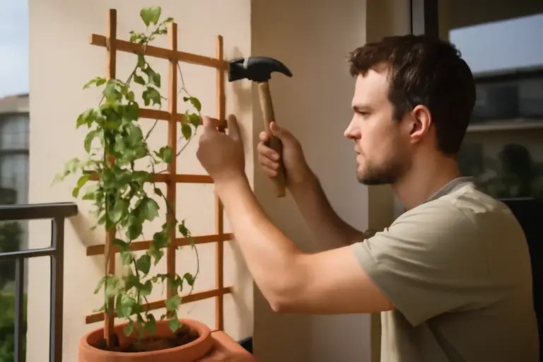 Come coltivare piante rampicanti sul balcone? Il supporto fai da te che riduce i danni da vento